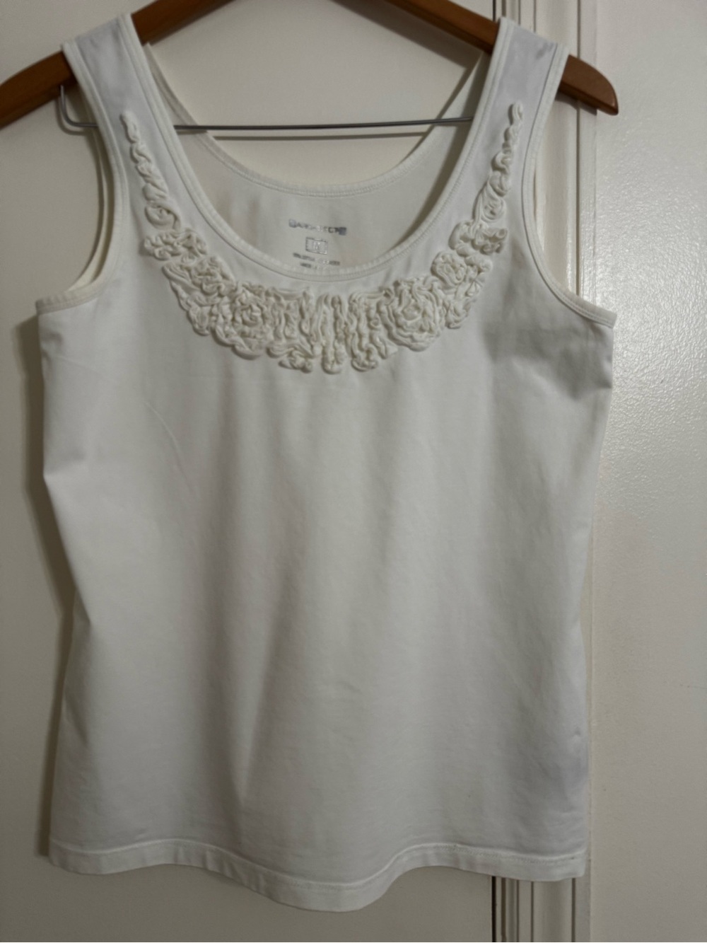 Architect Cream Scoop Neck Tank with Embroidered Detail
